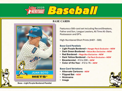 2025 Topps Heritage Cartes Baseball MLB Blaster Box