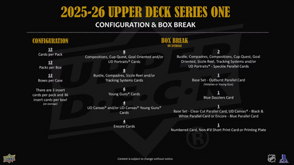 2025-26 Upper Deck Series 1 Cartes Hockey NHL Hobby Box