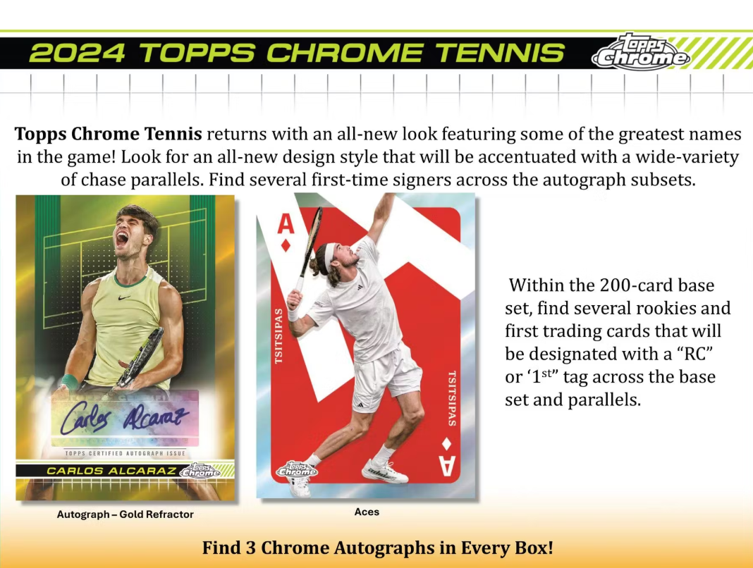 2024 Topps Chrome Cartes Tennis Hobby Box Topps
