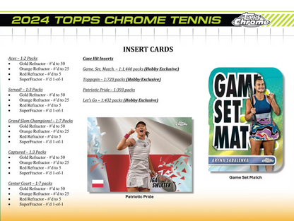 2024 Topps Chrome Cartes Tennis Hobby Box Topps