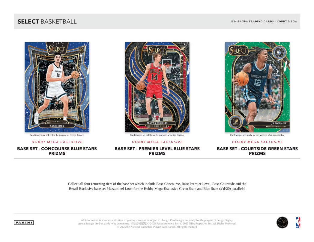 2024-25 Panini Select Cartes Basketball NBA Hobby Méga Box Panini