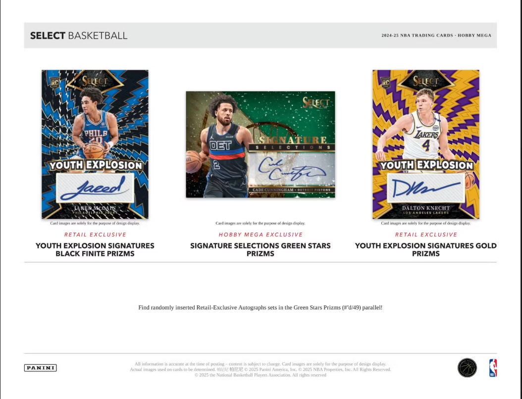 2024-25 Panini Select Cartes Basketball NBA Hobby Méga Box Panini