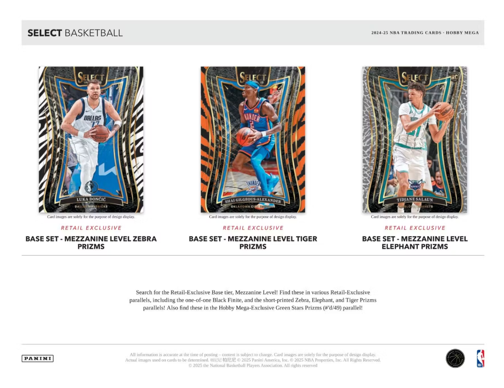 2024-25 Panini Select Cartes Basketball NBA Hobby Méga Box Panini