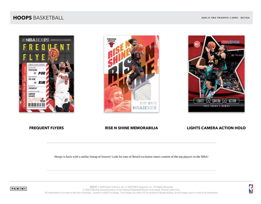 2020-21 Panini Hoops Cartes Basketball NBA Blaster Box
