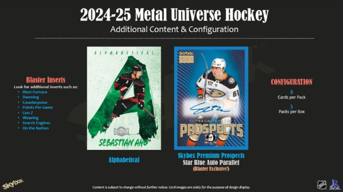2024-25 Upper Deck Skybox Metal Universe Cartes Hockey NHL Blaster Box Upper Deck
