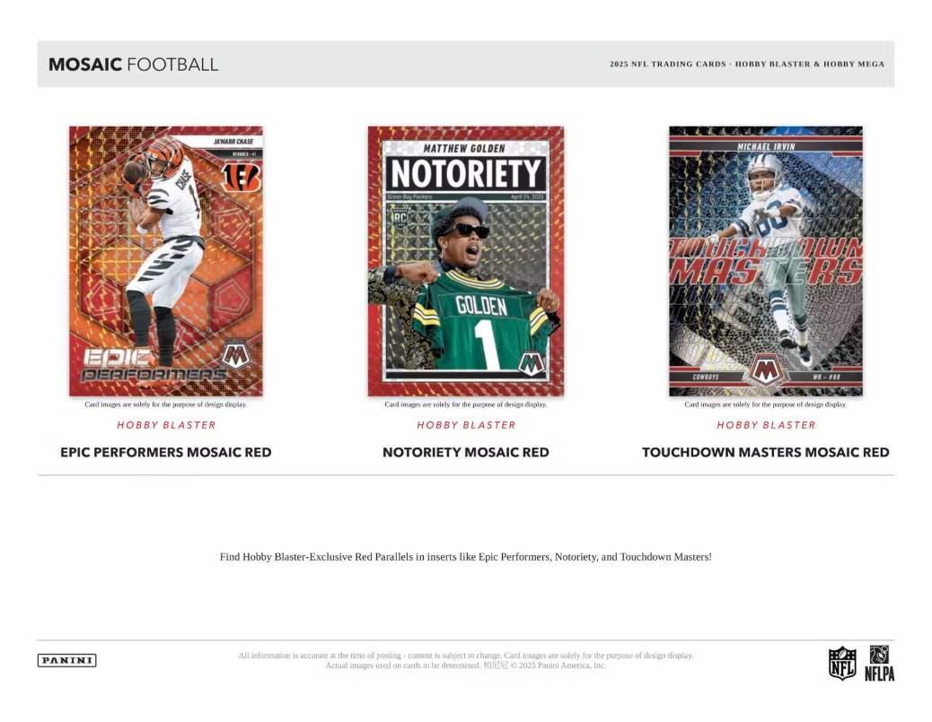 2025 Panini Mosaic Cartes Football NFL Hobby Blaster Box
