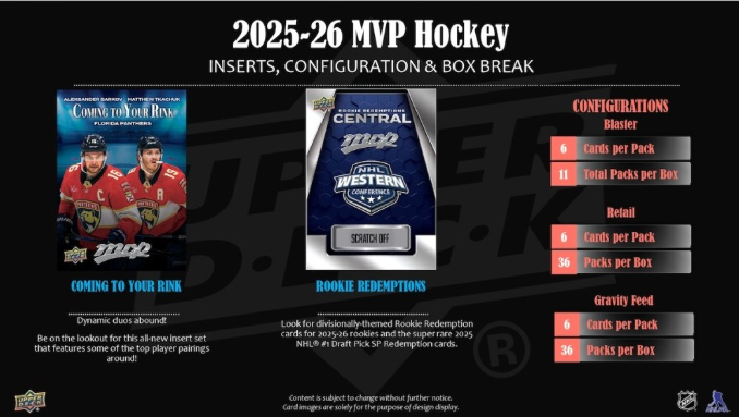 2025-26 Upper Deck MVP  Cartes Hockey NHL Blaster Box Upper Deck