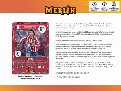 2024-25 Topps Merlin UEFA Club Competitions Cartes Foot Soccer Blaster Box