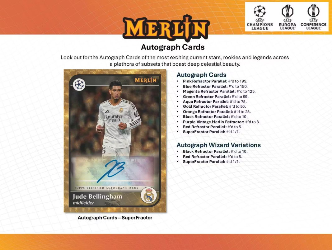 2024-25 Topps Merlin UEFA Club Competitions Cartes Foot Soccer Blaster Box