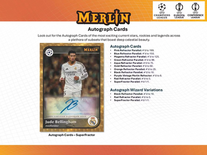 2024-25 Topps Merlin UEFA Club Competitions Cartes Foot Soccer Blaster Box