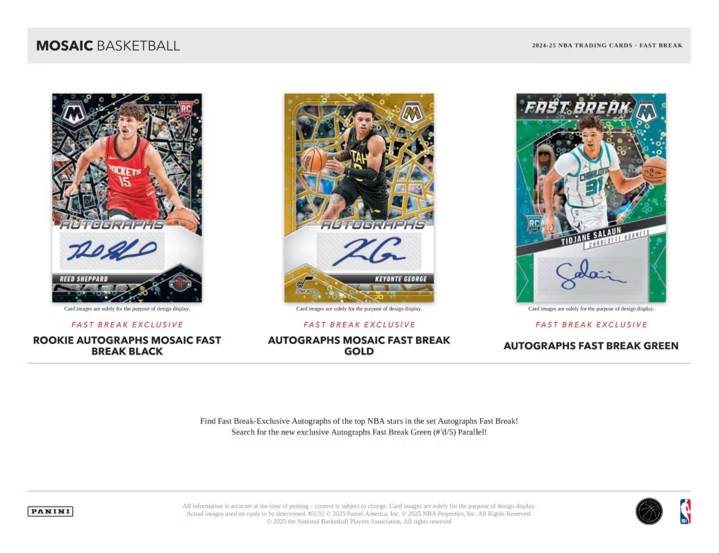 2024-25 Panini Mosaic Cartes Basketball NBA Fast Break Box Panini