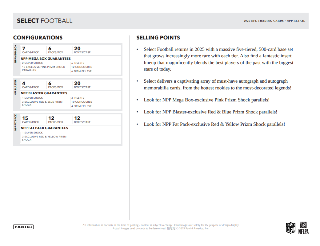 2025 Panini Select Cartes Football NFL Blaster Box