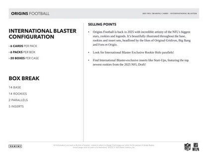 2025 Panini ORIGINS Cartes Football NFL Blaster Box Panini
