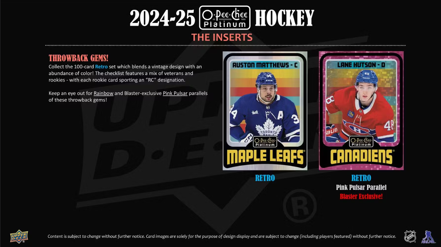 2024-25 Upper Deck O-Pee-Chee Platinum Cartes Hockey NHL Blaster Box