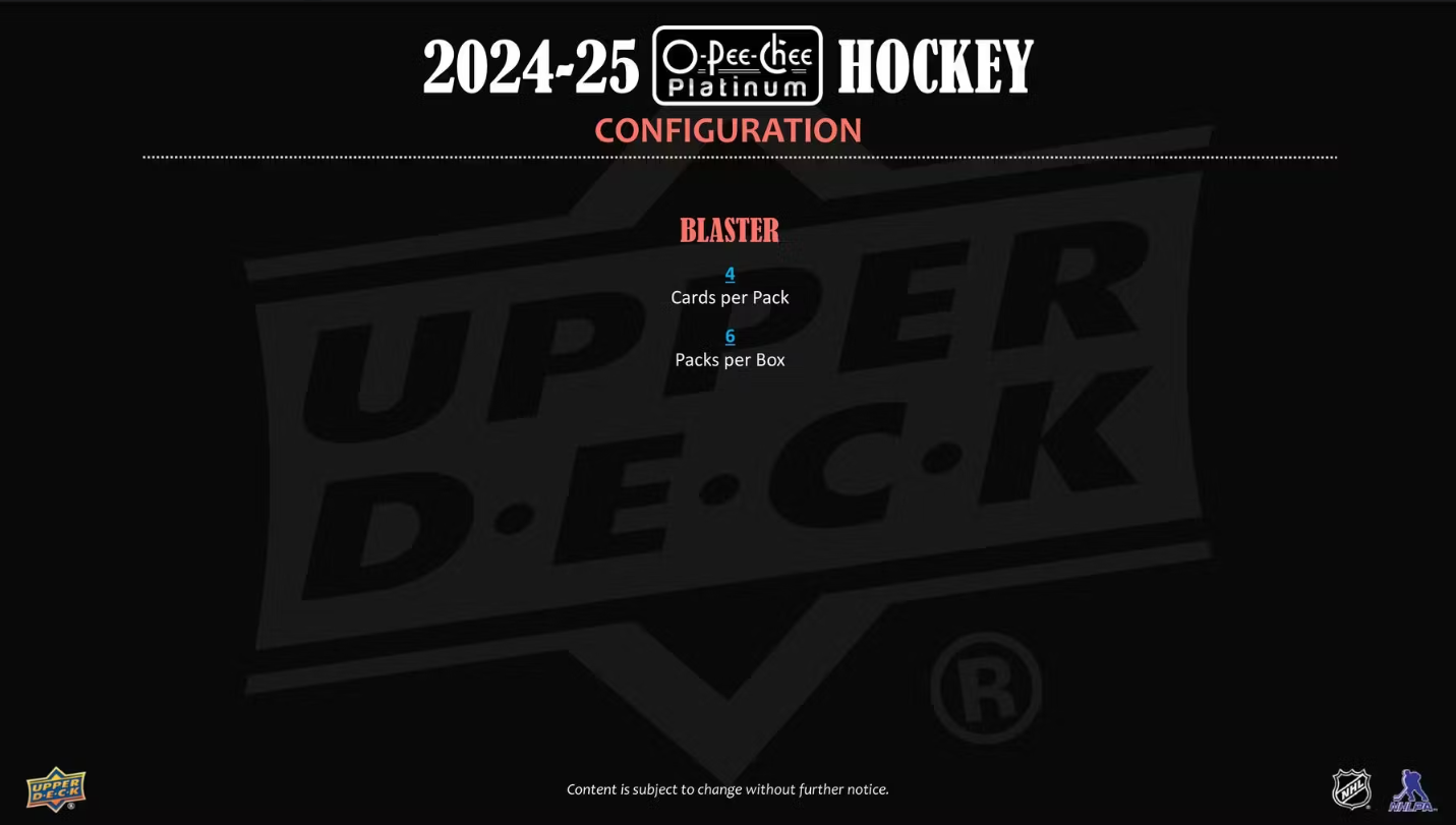 2024-25 Upper Deck O-Pee-Chee Platinum Cartes Hockey NHL Blaster Box