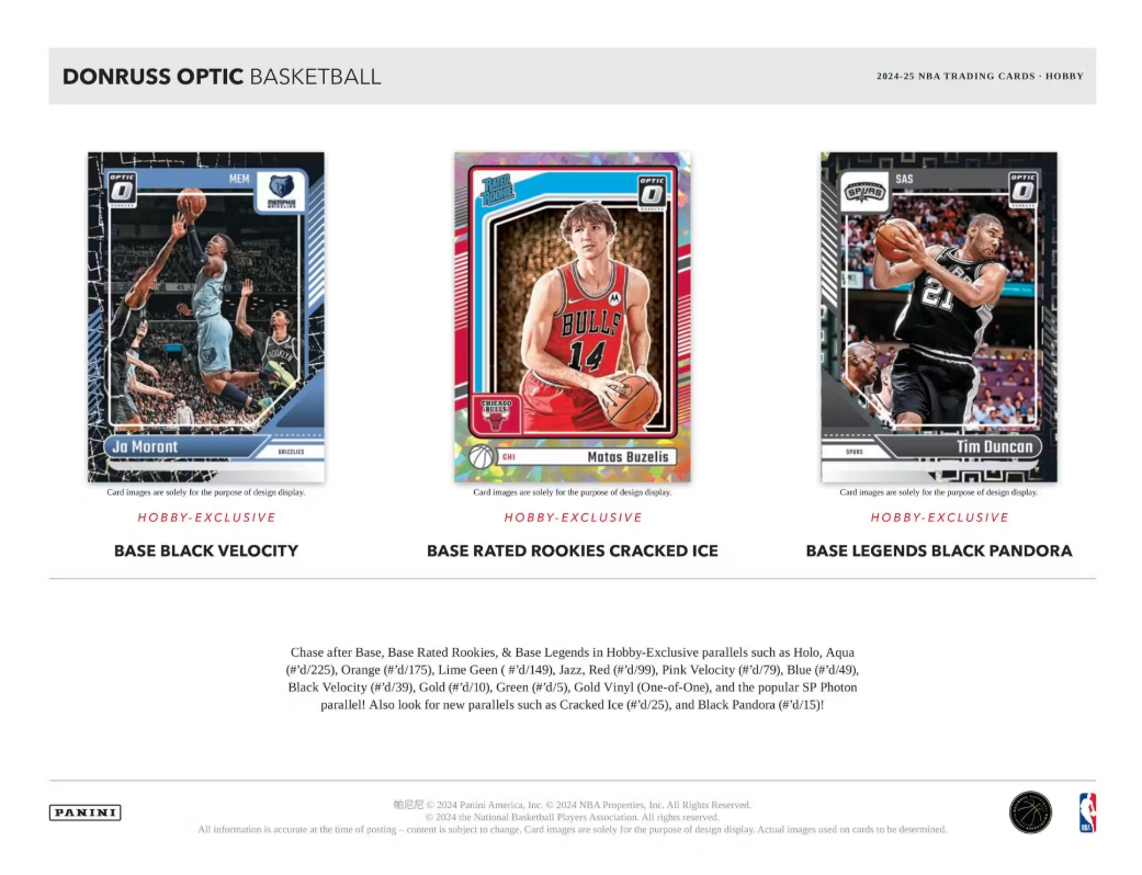 2024-25 Panini Donruss Optic Cartes Basketball NBA Hobby Box Panini