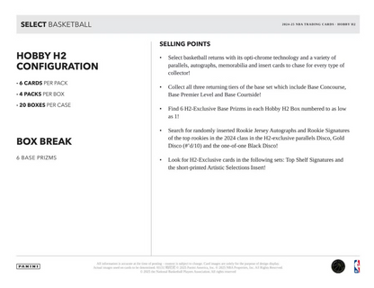 2024-25 Panini Select Cartes Basketball NBA Hobby H2 Box