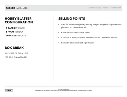 2025 Panini Select Cartes Baseball MLB Hobby Blaster Box