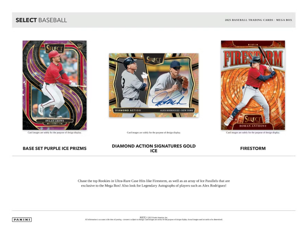 2025 Panini Select Cartes Baseball MLB Méga Box