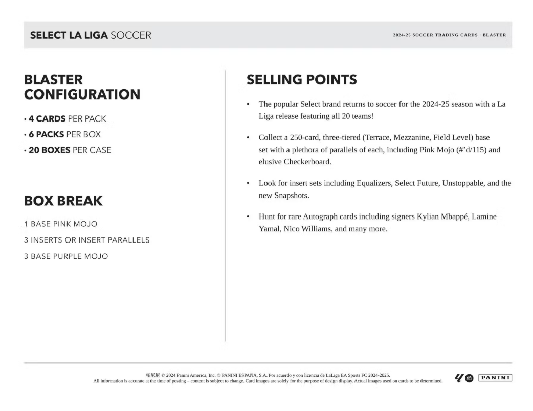 2024-25 Panini Select La Liga Cartes Soccer Blaster Box Panini