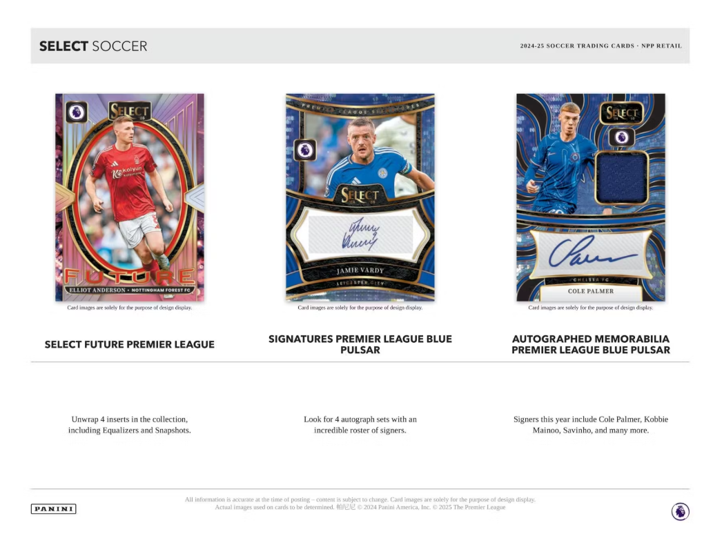 2024-25 Panini Select Premier League EPL Cartes Soccer Méga Box Panini