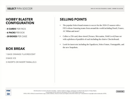 2024-25 Panini Select FIFA Cartes Soccer Hobby Blaster Box Panini