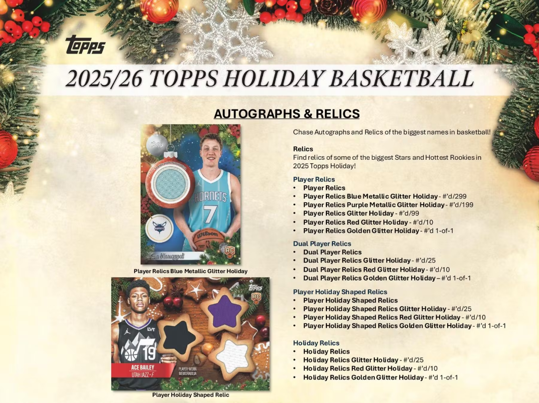 2025-26 Topps  Holiday Cartes Basketball NBA Méga Box ** PRECOMMANDE ** Topps