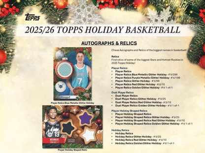 2025-26 Topps  Holiday Cartes Basketball NBA Méga Box ** PRECOMMANDE ** Topps