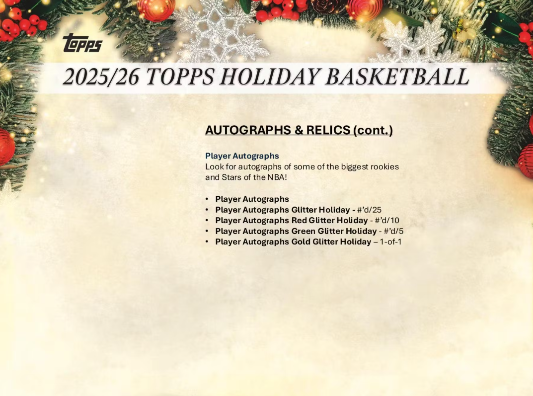 2025-26 Topps  Holiday Cartes Basketball NBA Méga Box ** PRECOMMANDE ** Topps