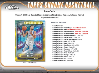 2024-25 Topps Chrome Cartes Basketball NBA Blaster Box