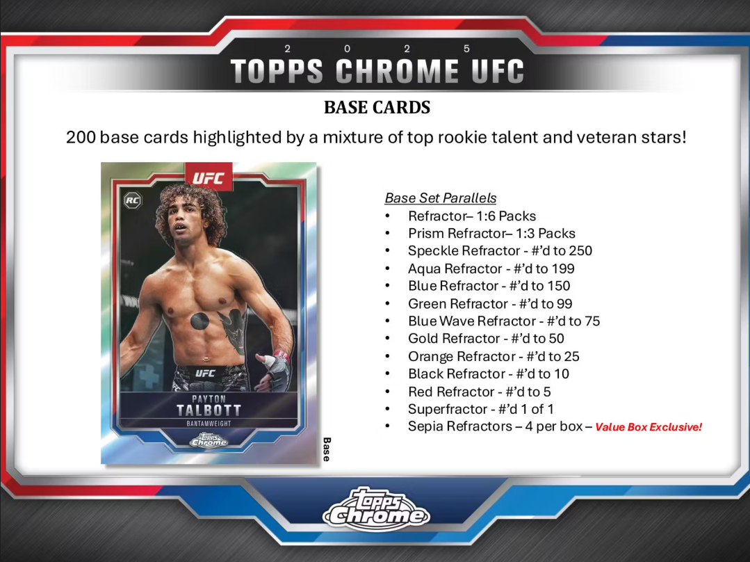 2025 Topps Chrome Cartes UFC Blaster Box Topps