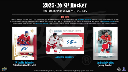 2025-26 Upper Deck SP Cartes Hockey NHL Blaster Box
