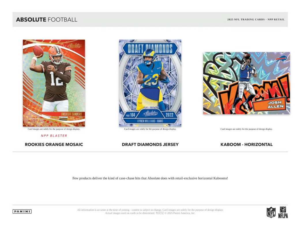 2025 Panini Absolute Cartes Football NFL Blaster Box