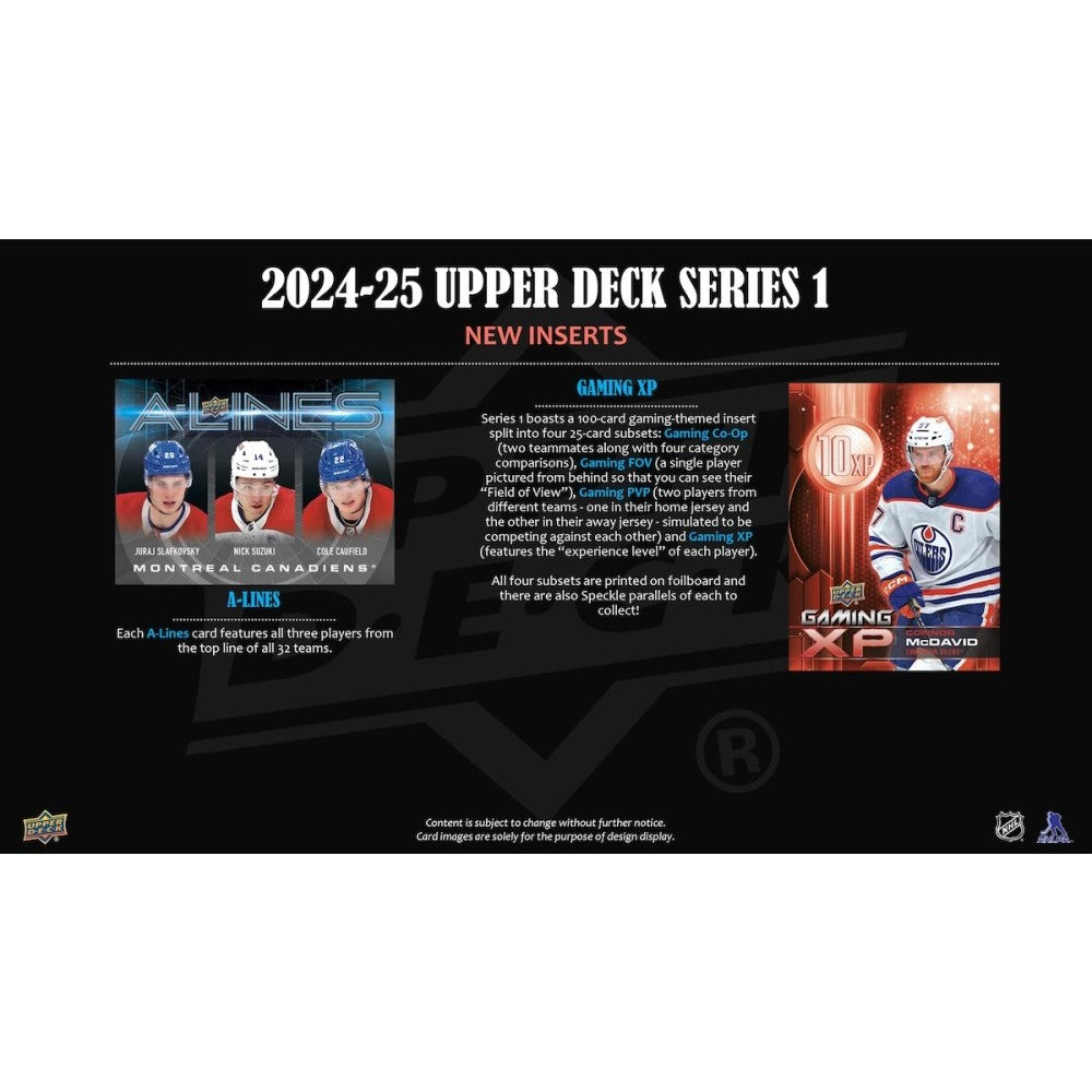 2024-25 Upper Deck Series 1 Tin Cartes Hockey NHL Upper Deck