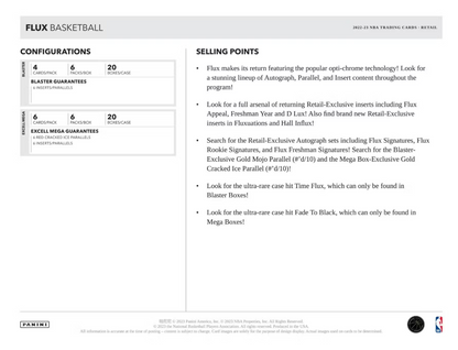 2022-23 Panini FLUX Cartes Basketball NBA 6-Pack Blaster Box Panini