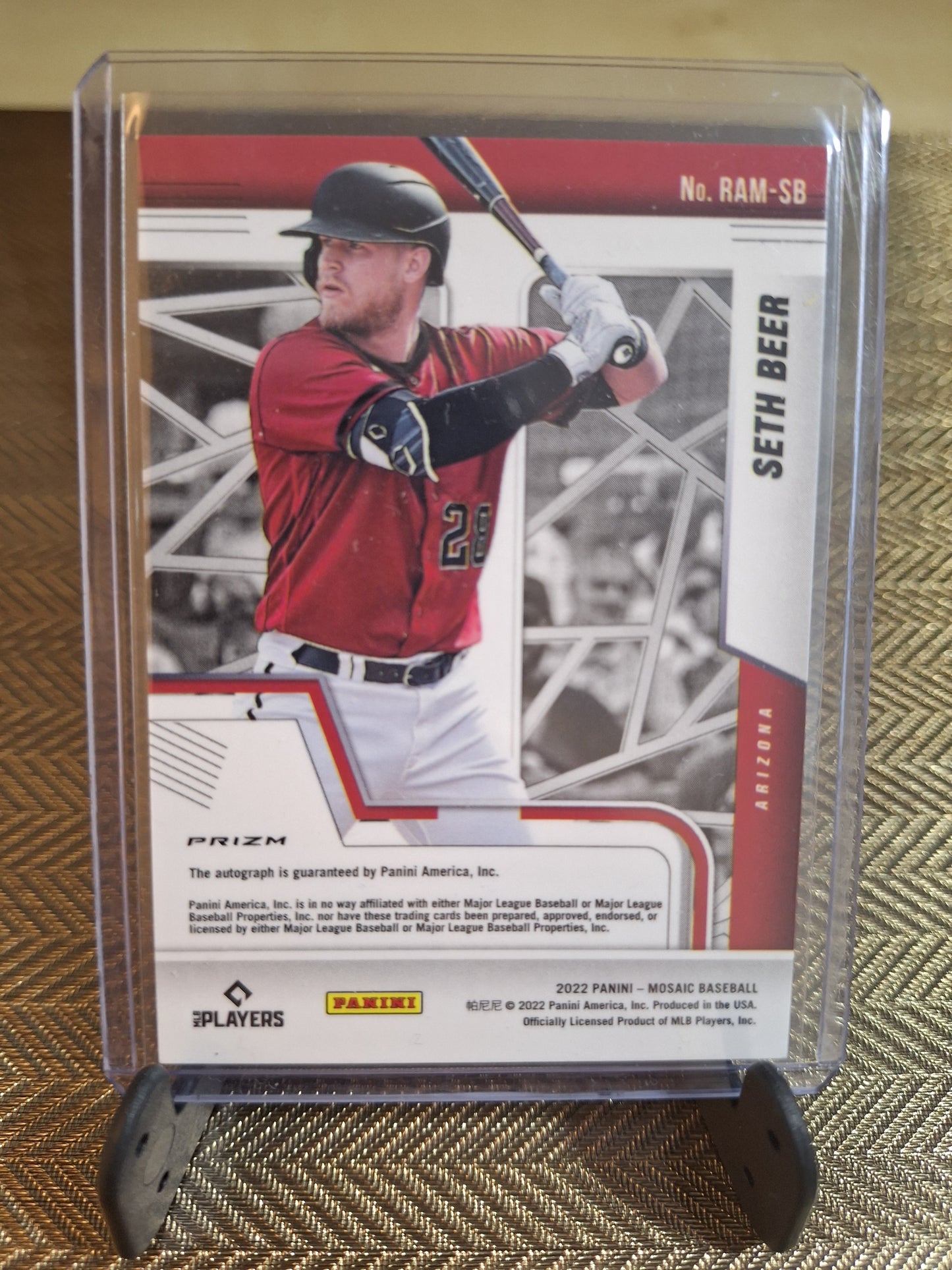 Carte collection Baseball auto SETH BEER Panini Mosaïc 2022