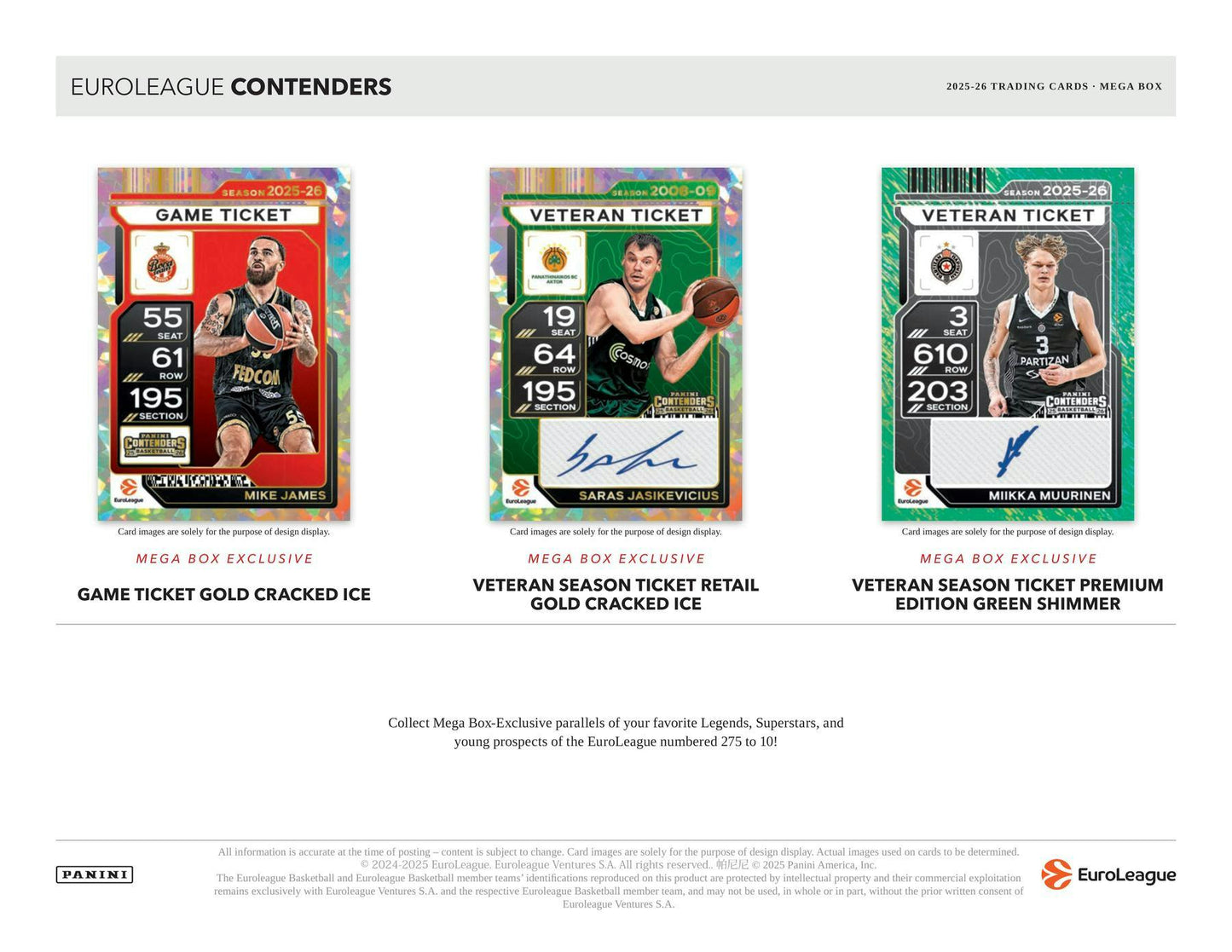 2025-26 Panini Contenders EuroLeague Cartes Basketball NBA Méga Box