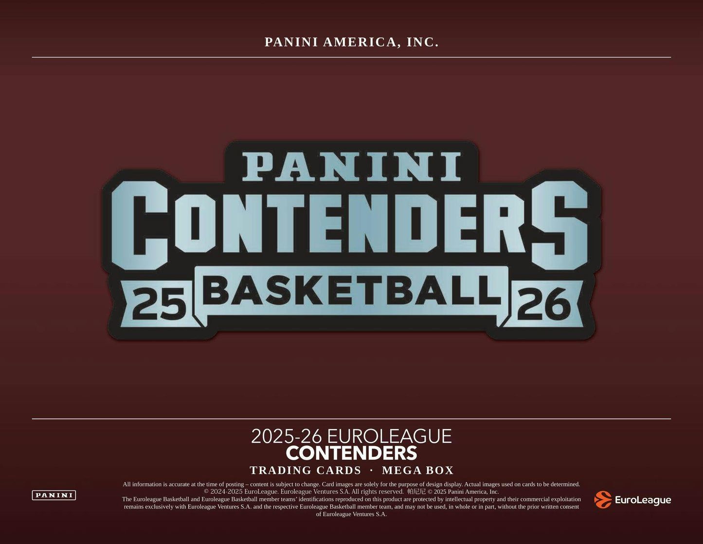 2025-26 Panini Contenders EuroLeague Cartes Basketball NBA Méga Box