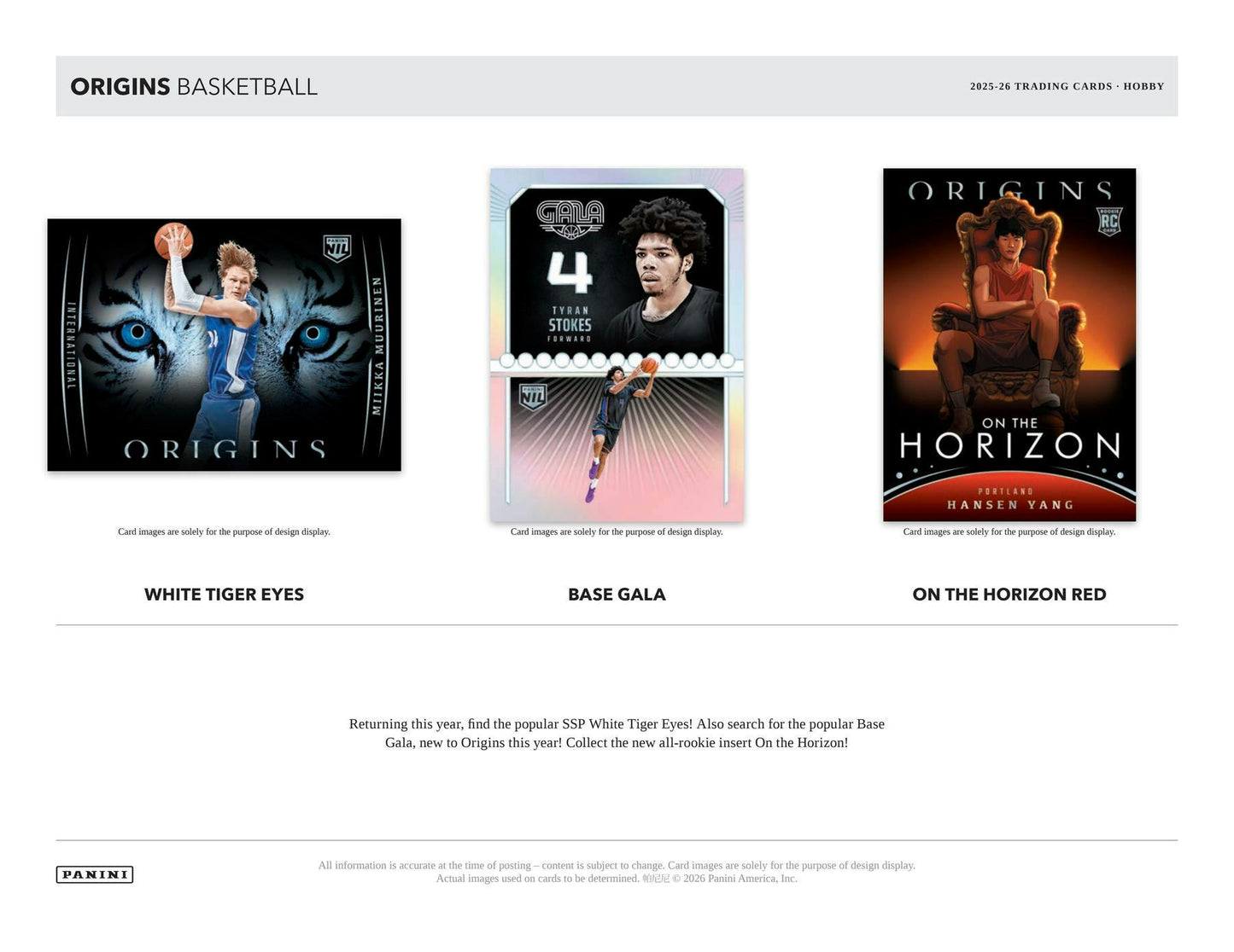 2025-26 Panini Origins Cartes Basketball NBA Hobby Box ** PRECOMMANDE **