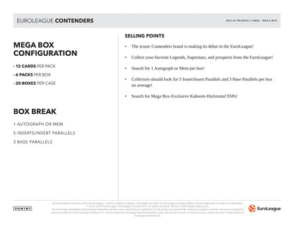 2025-26 Panini Contenders EuroLeague Cartes Basketball NBA Méga Box