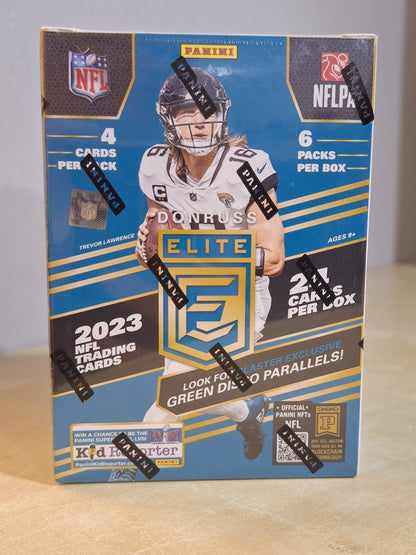 2023 Panini Donruss Élite Cartes Football US NFL Blaster Box ( Green Disco Parallels )