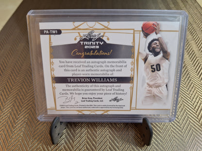 Carte collection Basketball Auto Patch TREVION WILLIAMS #Leaf Trinity 2023 45/75