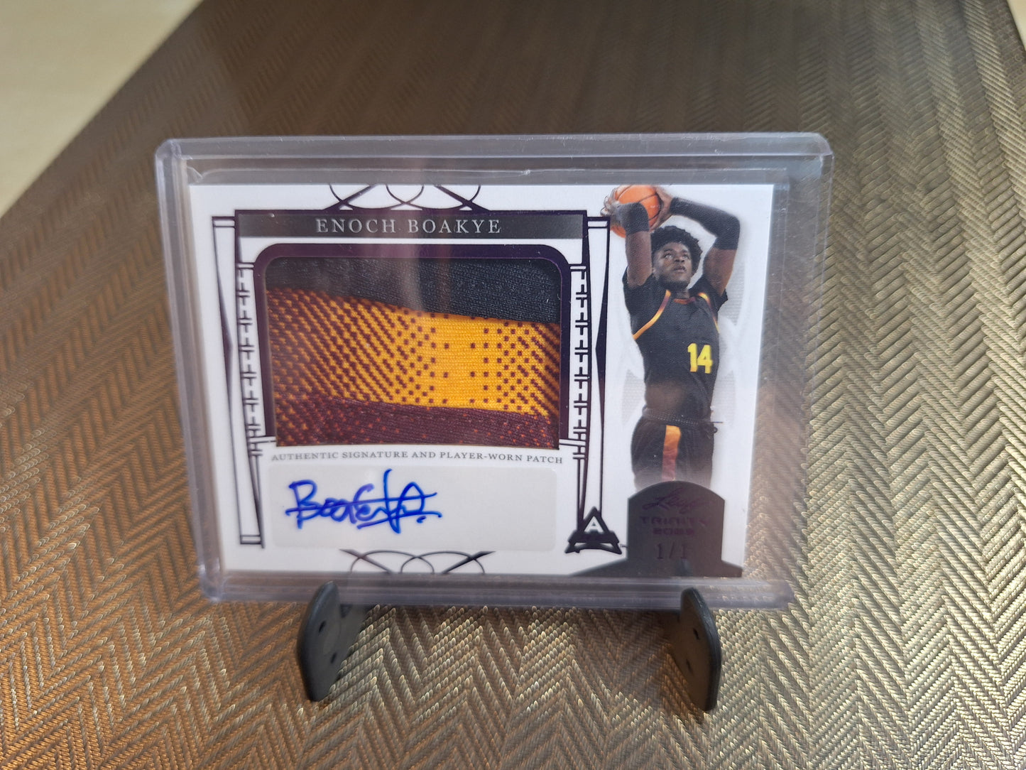 Carte collection Basketball Auto Patch ENOCH BOAKYE #Leaf Trinity 2023 1/1