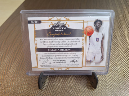 Carte collection Basketball Auto Patch OMAHA BILIEW #Leaf Trinity 2023 9/10