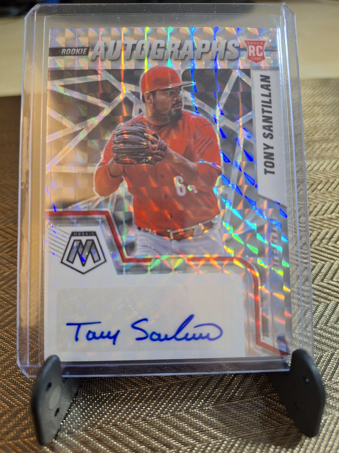 Carte collection Baseball autographe TONY SANTILLAN #Panini Mosaïc 2022