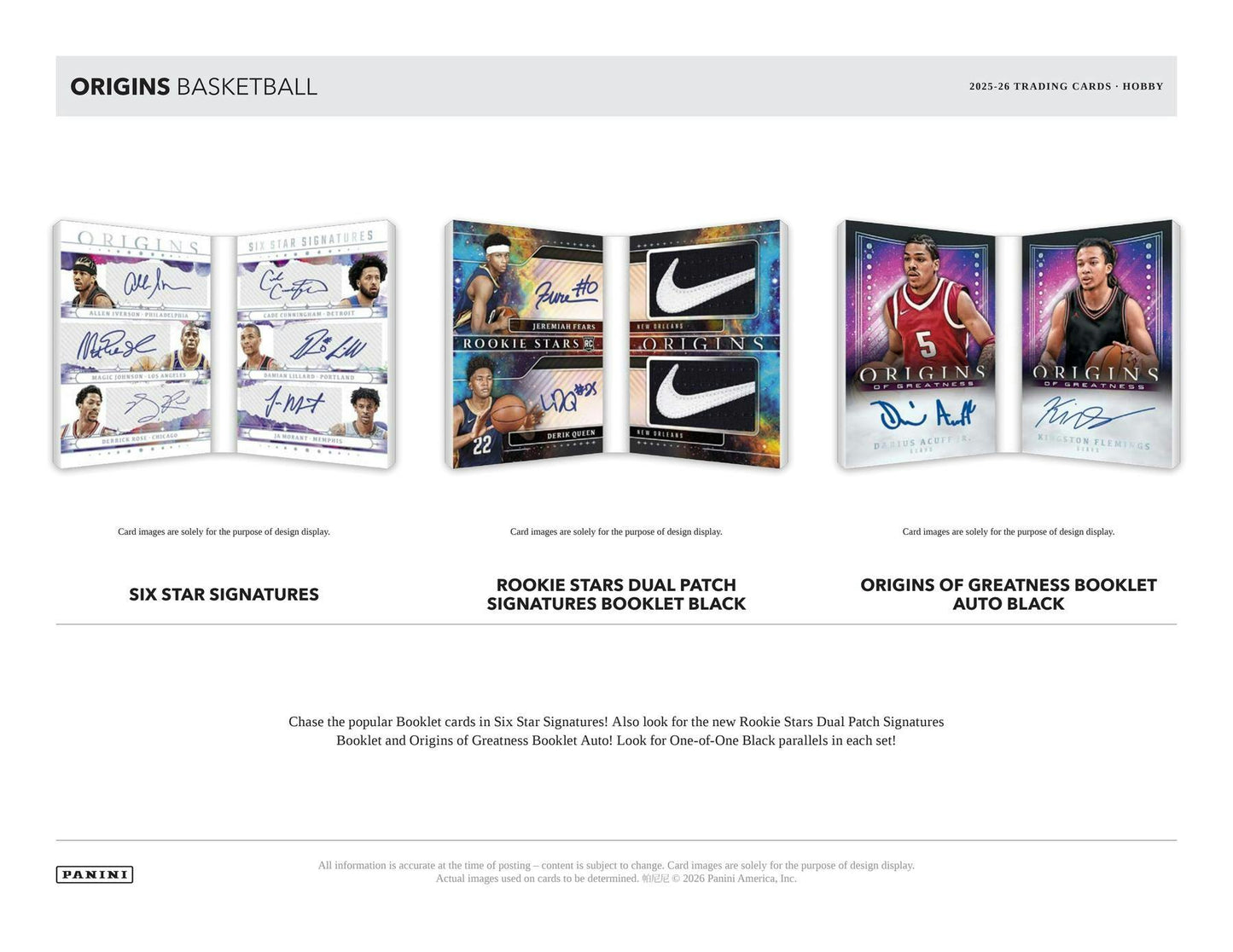 2025-26 Panini Origins Cartes Basketball NBA Hobby Box ** PRECOMMANDE **