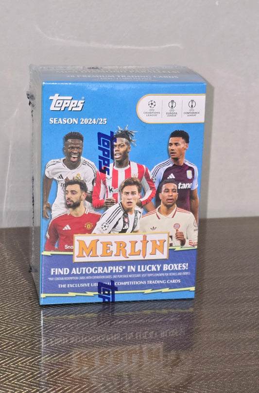 2024-25 Topps Merlin UEFA Club Competitions Cartes Foot Soccer Blaster Box