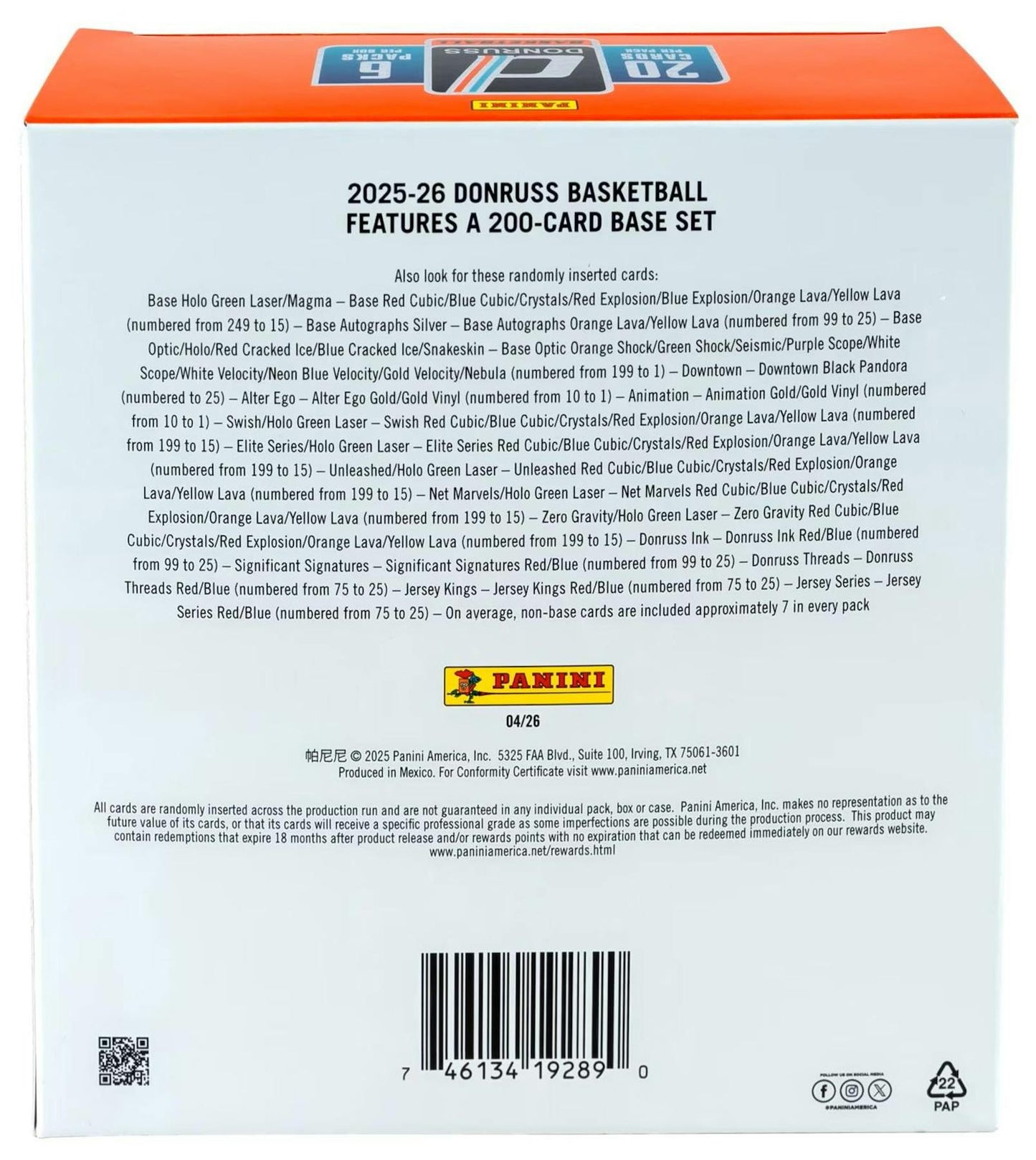2025-26 Panini Donruss Cartes Basketball NBA Méga Box