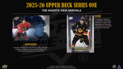 2025-26 Upper Deck Series 1 Cartes Hockey NHL Blaster Box