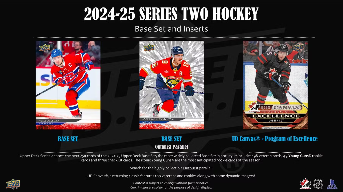 2024-25 Upper Deck Series 2 Tin Cartes Hockey NHL Upper Deck